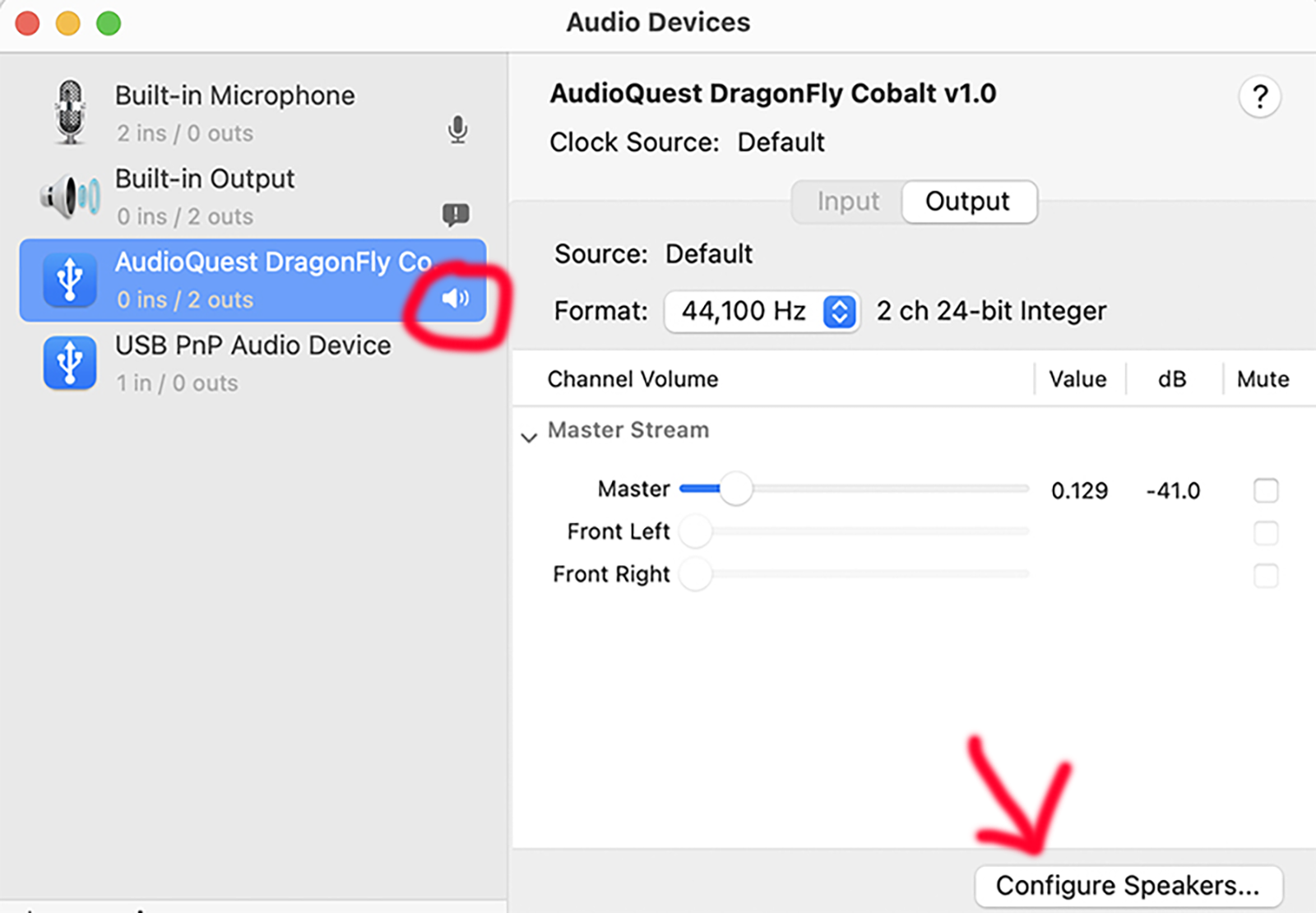 macOS Audio MIDI Setup output device