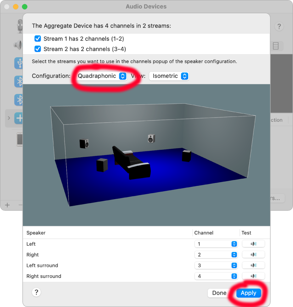 macOS Audio MIDI Setup configure speakers