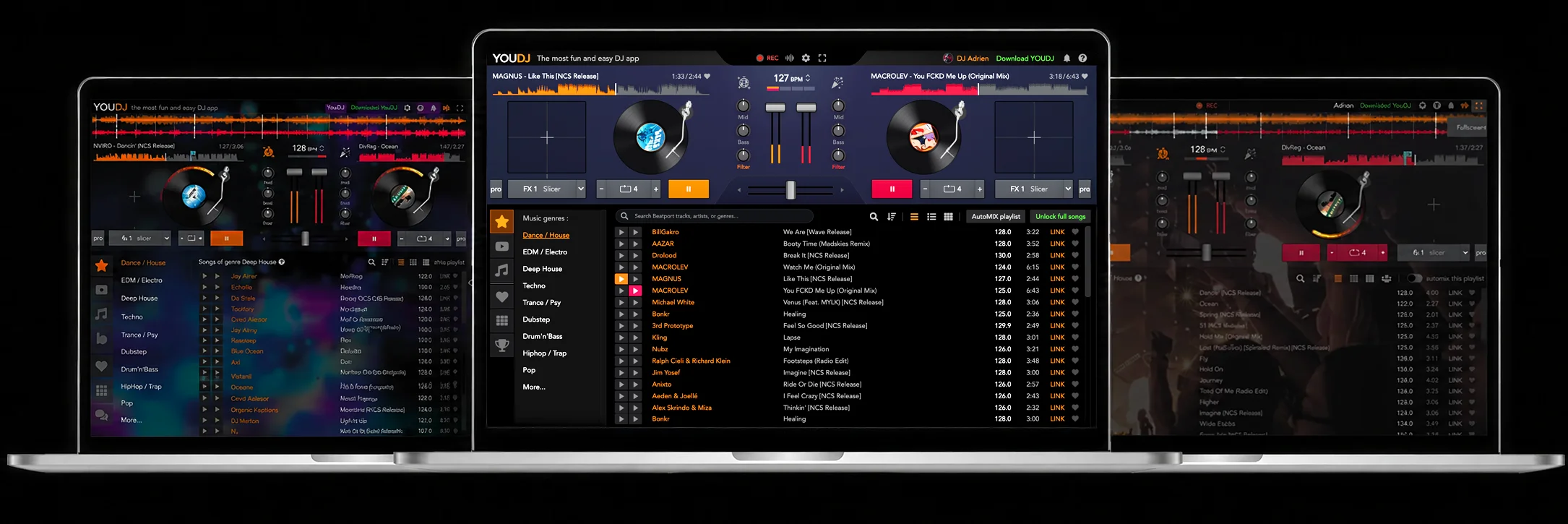Laptops with YouDJ application